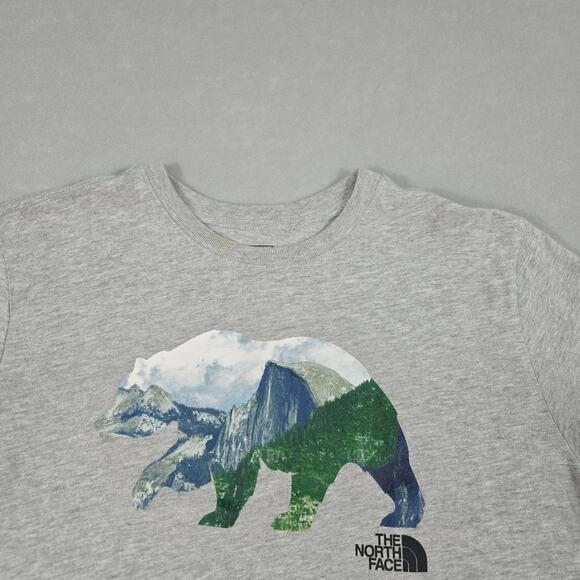 The North Face Mens Gray Medium Short Sleeve T-Shirt with Bear Design - Picture 3 of 10